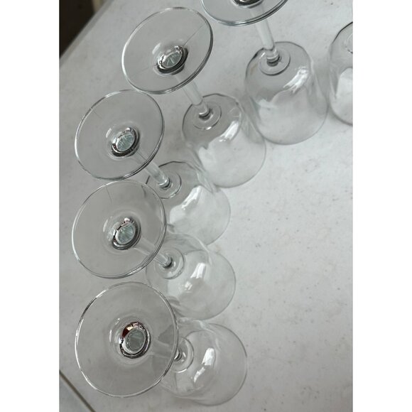 Set of 7 Collectible Clear Stemmed 6 oz. Ribbed Drinking Glasses 7 Inches Tall - Picture 4 of 12